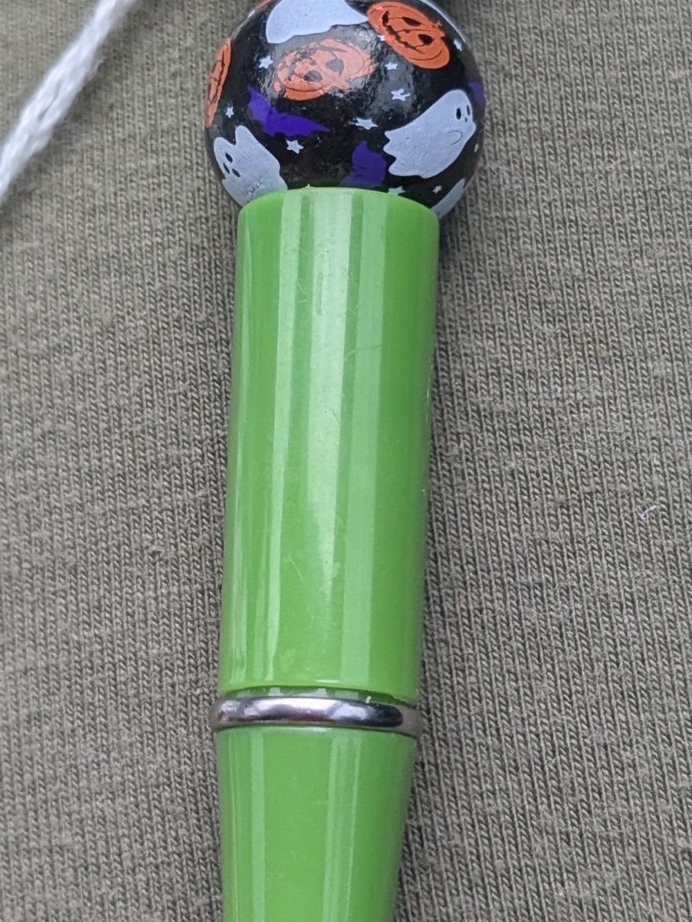 Ghost On Top Black Ink Green Eye Top Ballpoint Pen — Halloween Ghost & Pumpkin